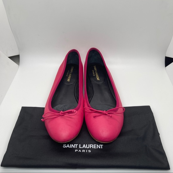 Saint Laurent Dance Leather Ballet Flats in raspberry pink size 35.5 - Picture 2 of 9